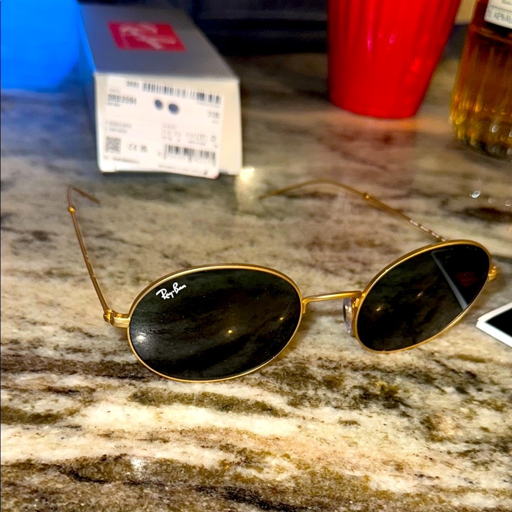 Ray-Ban Gold and Black Oval Sunglasses
